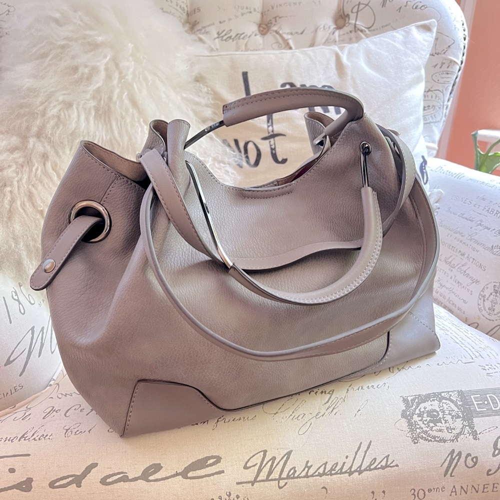 Sandra Roberts Squares Faux Pebble Leather Hobo Bag NWT